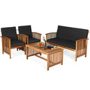 4 Pieces Patio Solid Wood Furniture Set by LJGDeals