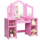 Kids Tri Folding Mirror Makeup Dressing Vanity Table Set by LJGDeals