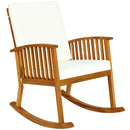Outdoor Acacia Wood Rocking Chair with Detachable Washable Cushions by LJGDeals