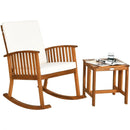 2 Pieces Acacia Wood Patio Rocking Chair Table Set by LJGDeals