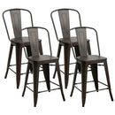 Set of 4 Industrial Metal Counter Stool Dining Chairs with Removable Backrests by DirectDeals
