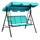 3 Person Steel Frame Patio Swing with Polyester Angle and Adjustable Canopy by LJGDeals
