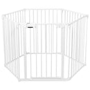 6 Panel Wall-mount Adjustable Baby Safe Metal Fence Barrier-White