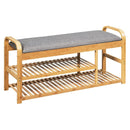 3-Tier Bamboo Shoe Rack Bench with Cushion-Natural by LJGDeals