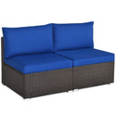 2 Pieces Patio Rattan Armless Sofa Set with 2 Cushions and 2 Pillows by LJGDeals