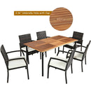 7Pcs Patio Rattan Cushioned Dining Set with Umbrella Hole by LJGDeals