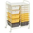 15-Drawer Utility Rolling Cart with Drawers Multi-Use Storage-Icecream Multicolor by LJGDeals
