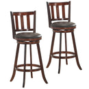 2 Pieces 360 Degree Swivel Wooden Counter Height Bar Stool Set with Cushioned Seat-25 inches by DirectDeals