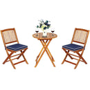 3 Pieces Patio Folding Bistro Set with Padded Cushion and Round Coffee Table-Navy by LJGDeals