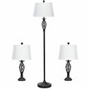 2 Table Lamps 1 Floor Lamp Set with Fabric Shades by LJGDeals