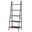 5 Tier Leaning Bookshelf Wood Metal Bookcase by LJGDeals