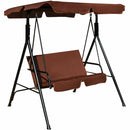 Loveseat Cushioned Patio Steel Frame Swing Glider -Black by DirectDeals