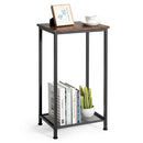 2-Tier Industrial End Table with Metal Mesh Storage Shelves by LJGDeals