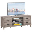 Retro Wooden TV Stand with 3 Open Shelves and 4 Drawers by LJGDeals