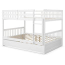 Full over Full Bunk Bed Platform Wood Bed with Ladder by LJGDeals