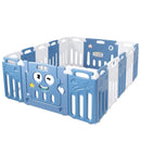16-Panel Foldable Baby Playpen Kids Activity Centre-Blue by LJGDeals