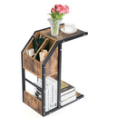 Industrial C-Shape Snack End Table with Storage Space by LJGDeals