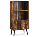 2-Tier Retro Bookcase Bookshelf with 3 Compartment-Coffee by LJGDeals