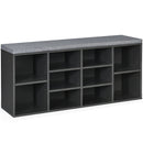 10-Cube Organizer Shoe Storage Bench with Cushion for Entryway-Black by DirectDeals