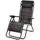 Folding Rattan Zero Gravity Lounge Chair with Removable Head Pillow by DirectDeals