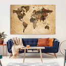 Push Pin World Map Canvas Print – Framed Travel Tracker Wall