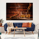 Whiskey and Cigar Wall Art Canvas | 3 Panel Bar Room Decor by MyGreatCanvas | Canvas Wall Art Prints | Photo Prints & Wall Decor