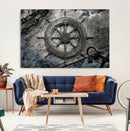 Ship Steering Wheel Vintage Wall Art Canvas Print