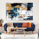 Blue and Gold Abstract Canvas Wall Art – Triptych Modern