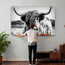 Highland Cow Wall Art – Black and White Framed Farmhouse by MyGreatCanvas | Canvas Wall Art Prints | Photo Prints & Wall Decor