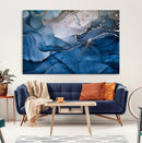 Navy Blue Canvas Art Abstract Print – Elegant Triptych