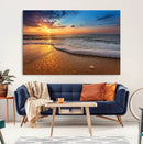 Sunset and Beach at Night Wall Art Canvas Print
