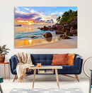 Tropical Island Beach Sunset Canvas Print