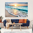 Sunset Beach Waves Canvas Wall Art – 5-Panel Ocean Sunset by MyGreatCanvas | Canvas Wall Art Prints | Photo Prints & Wall Decor