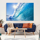 Blue Big Wave Surfing Ocean Canvas Wall Art Artwork Print