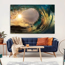 Golden Wave Sunset Canvas Print – Large Coastal Wall Art for