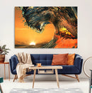 Surf Wave Sunset Canvas Wall Art Print, 3-Panel Ocean