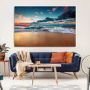 Sunset Ocean Beach Wall Art – Giclee Canvas Print, Coastal