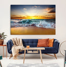 Golden Sunset Ocean Waves Wall Art Canvas Print – Multi