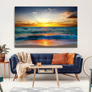 Vibrant Ocean Sunrise Over Golden Beach Waves, Giclee Canvas by MyGreatCanvas | Canvas Wall Art Prints | Photo Prints & Wall Decor