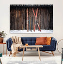 Vintage Ski Gear Canvas Print, Vintage Ski Gear Against