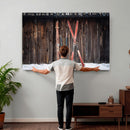 Vintage Ski Gear Canvas Print, Vintage Ski Gear Against