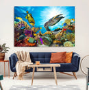 Aquatic Life Sea Turtles Fish Wall Art Canvas Print