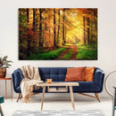 Sunlight Through Trees Wall Art Canvas Print - Autumn Forest