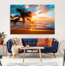 Palm Tree Sunset On The Beach Wall Art Canvas, Framed Palm by MyGreatCanvas | Canvas Wall Art Prints | Photo Prints & Wall Decor