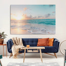 Tranquil Ocean Beach Sunset Canvas Wall Art | 3-Panel