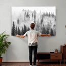 Forest Wall Art Print | Foggy Pine Forest Canvas Wall Art -