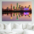 Colorful Dallas City Lights Night Skyline Wall Art Print