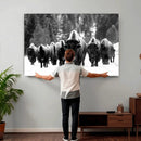 Bison Herd in Snow Wall Art Canvas Print | Rustic Western