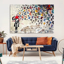 Banksy Art Butterfly Girl Explosion Canvas Art – Vibrant