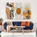 Modern Boho Sun and Leaf Abstract Art – 3-Panel Giclée